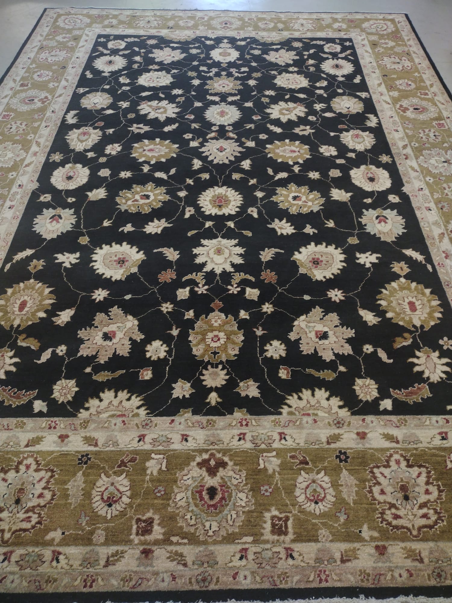 10'0"X14'0" Black/Baig Handmade Pakistan Oushak Large Area Rug – 10' × 14'
