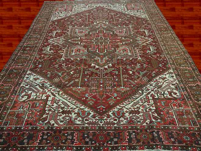 10'1" X 12'7" Persian Heriz Hand Woven Woolen Area Rug – 10'1" × 12'7"