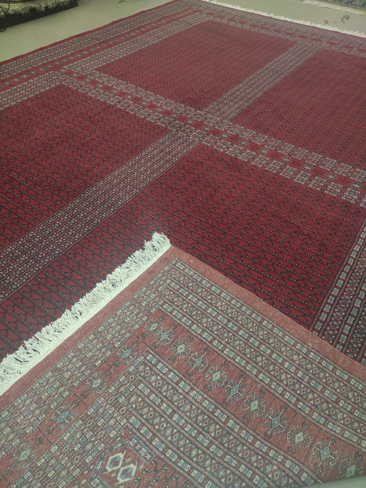 10'5" X 13'10" Pakistan Bukhara Hand Knotted Red And Black Area Rug-GL1106L – 10'5" × 13'10"