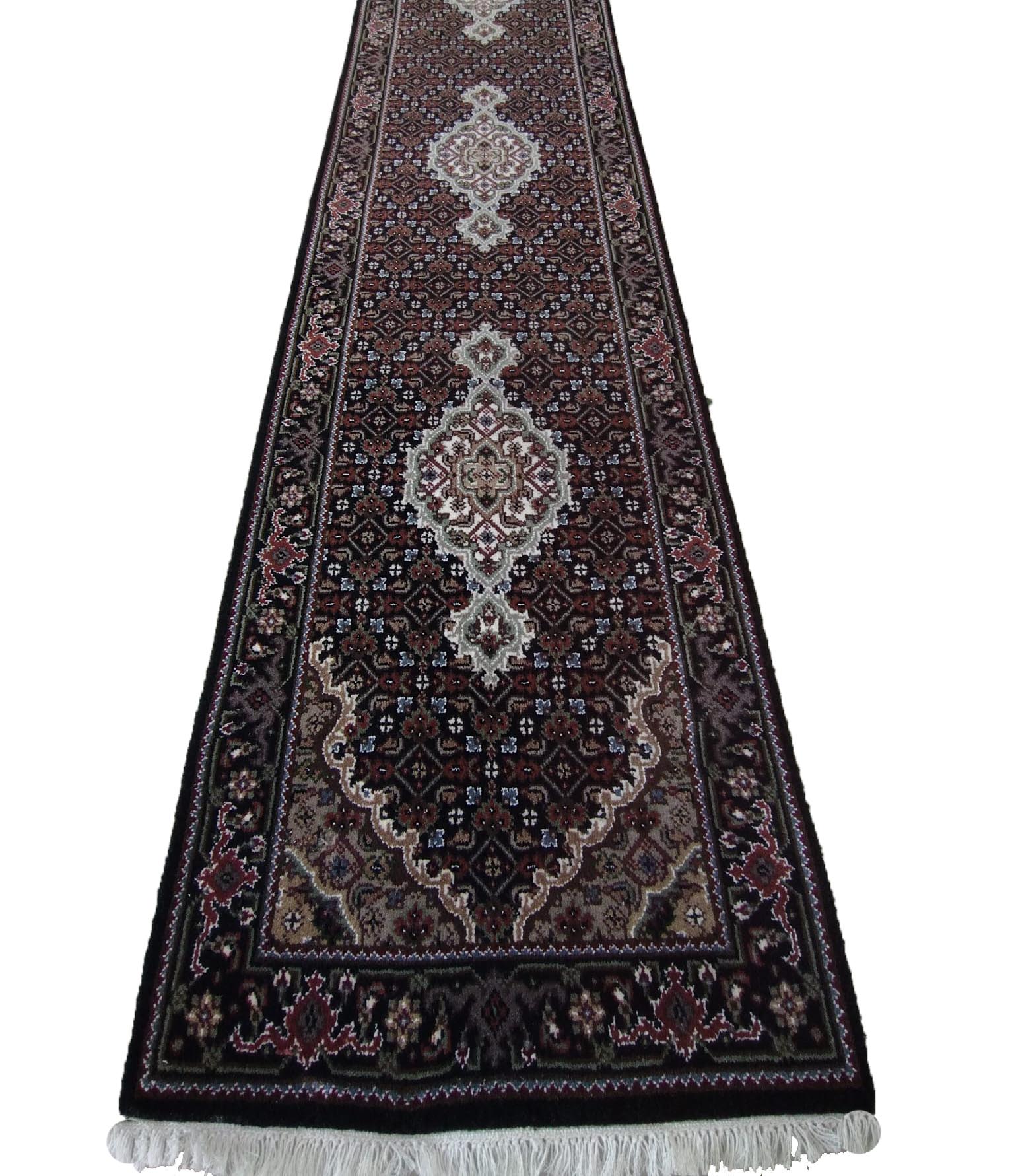 1'10"X10'5" Indo-Fine Bigar Handcrafted Dark Brown Runner Rug – 1'10" × 10'5"