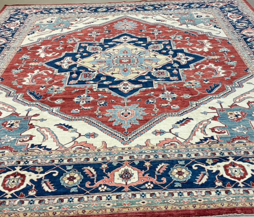 Hand woven wool rug detail
