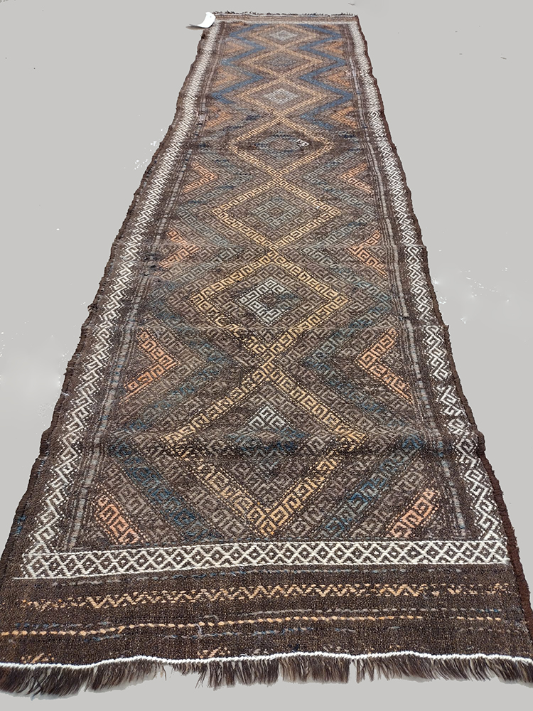 2' 00"X 8' 3"Afghan Antique Handmade Runner Rug – 2' × 8'3"