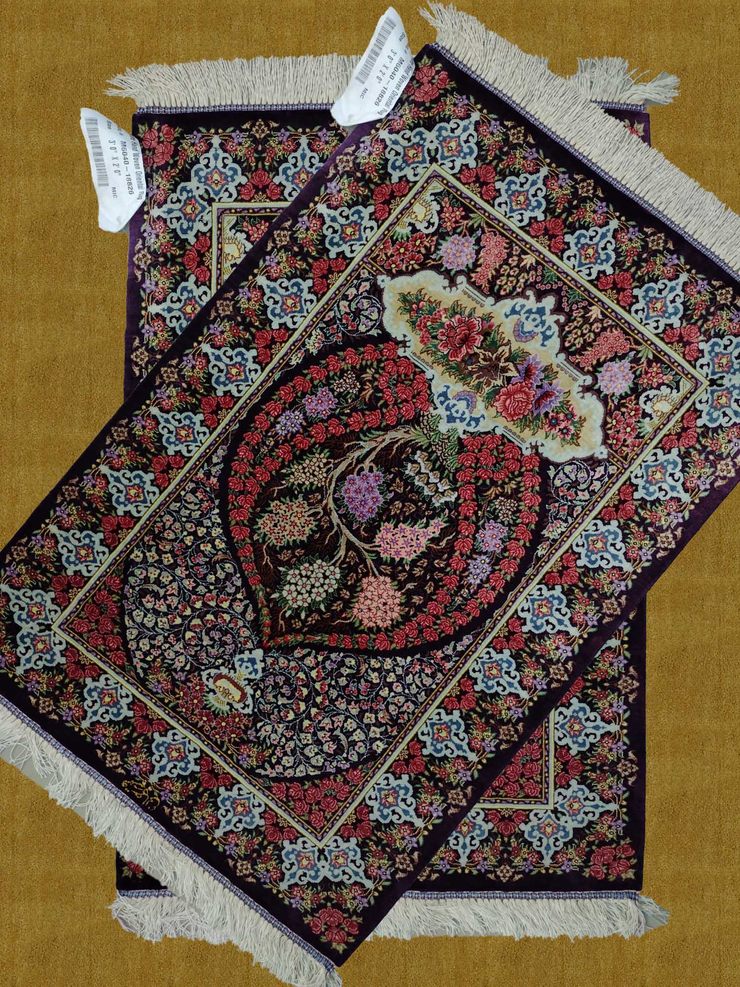 2'0"X3'0" Qom/Silk Persian Handmade Small Area Rug – 2' × 3'
