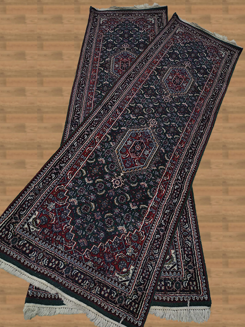 2.5'X8' India Handmade Woolen Blue And Green Runner Rug – 2.5' × 8'