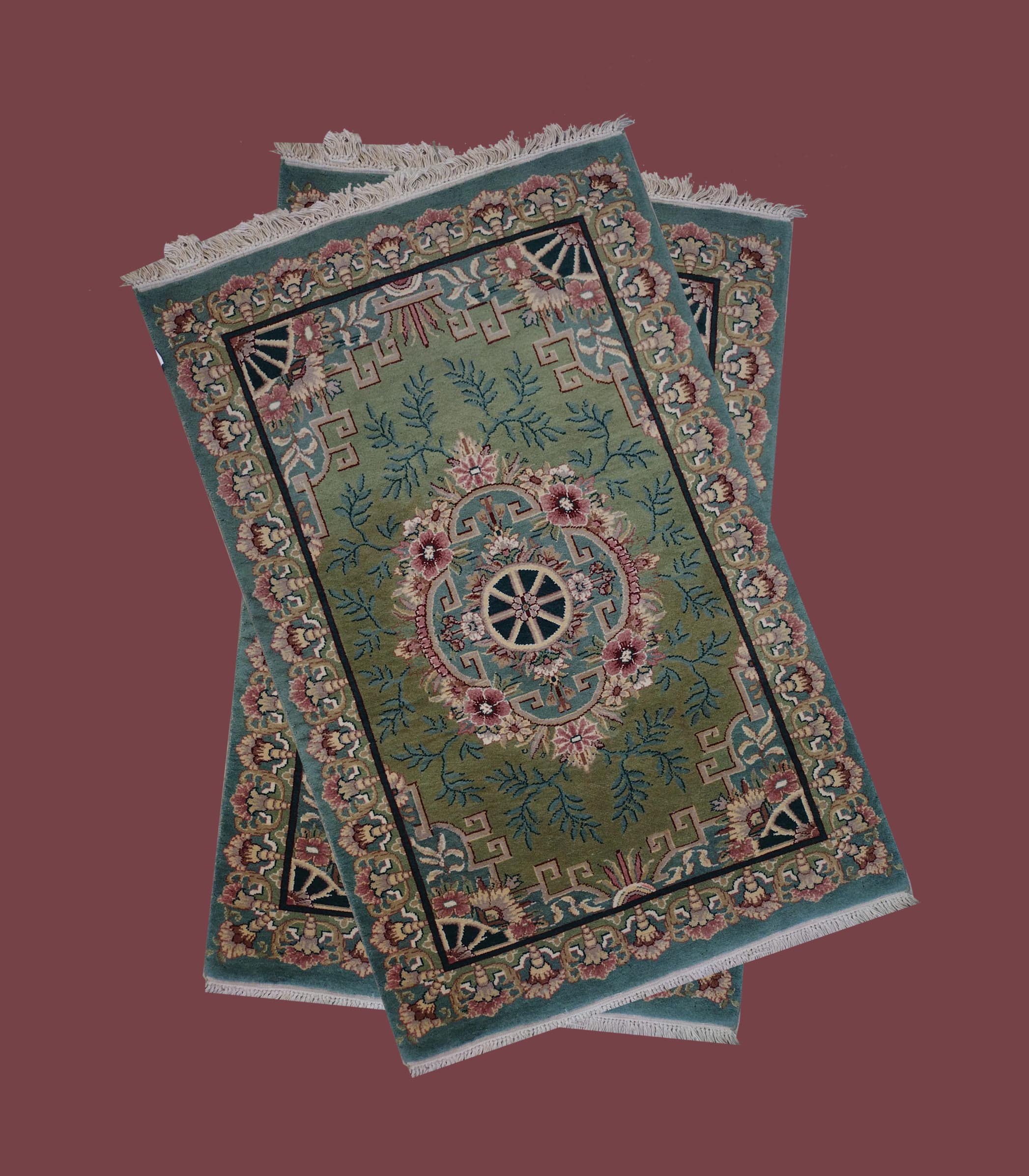2'7X4'6" Pakistan William Morris Hand Woven Olive Green Floral Area Rug – 2'7" × 4'6"