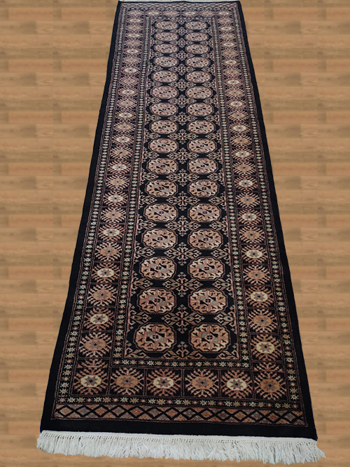 2'8"X8'2" Pakistan Handmade Black And Brown Runner Rug – 2'8" × 8'2"