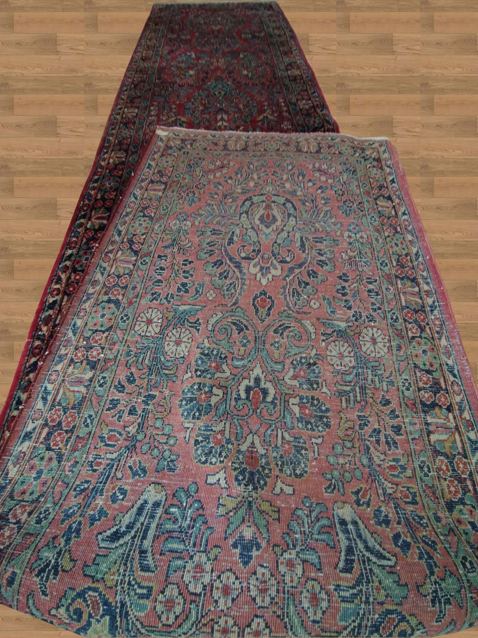 2'9"X14'2" Sarouk Hand-knotted Antique Runner Rug – 2'9" × 14'2"