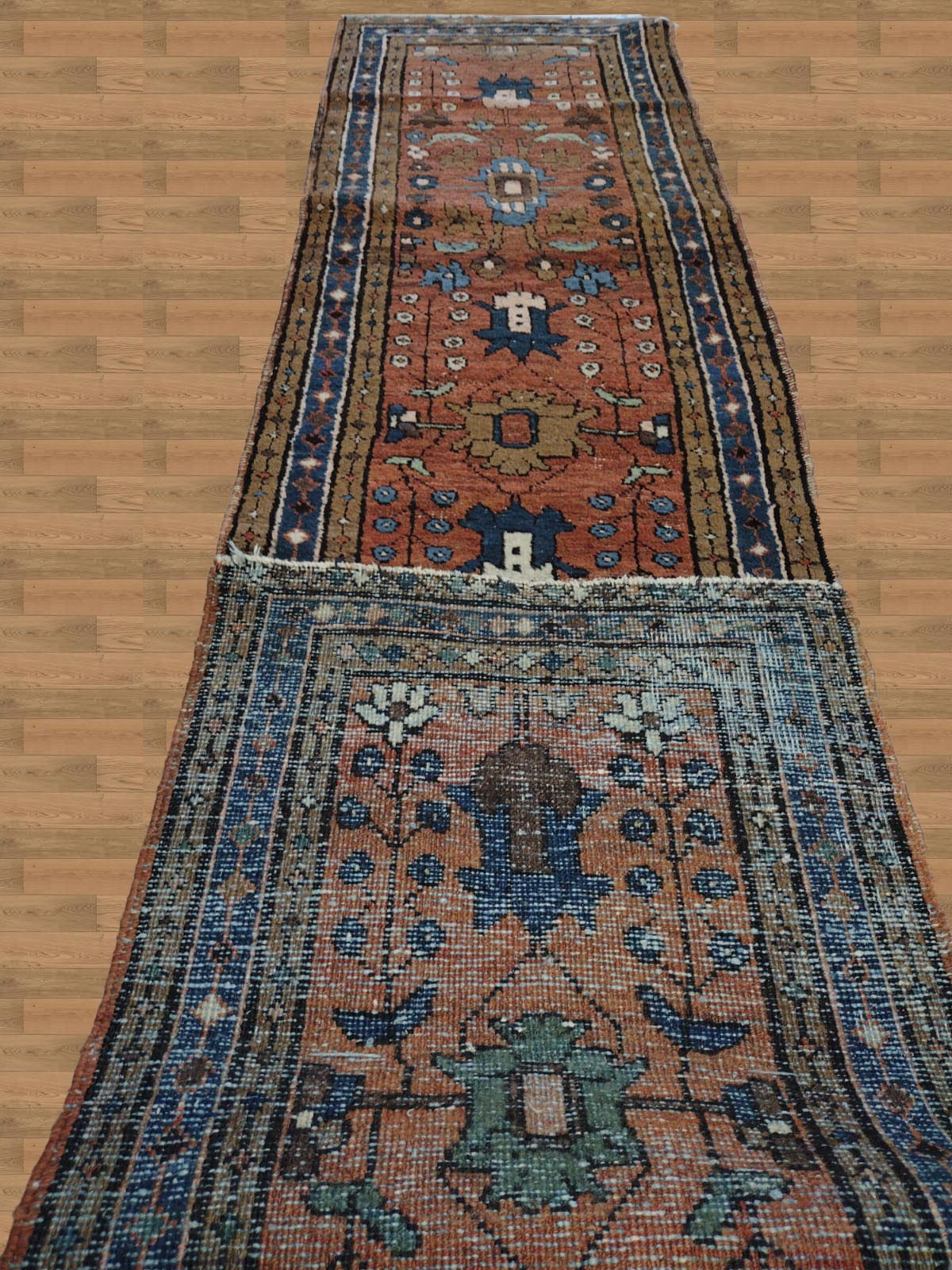 2'X9' Serapi Iran Blue And Brown Hallways Runner Rug-GL – 2' × 9'