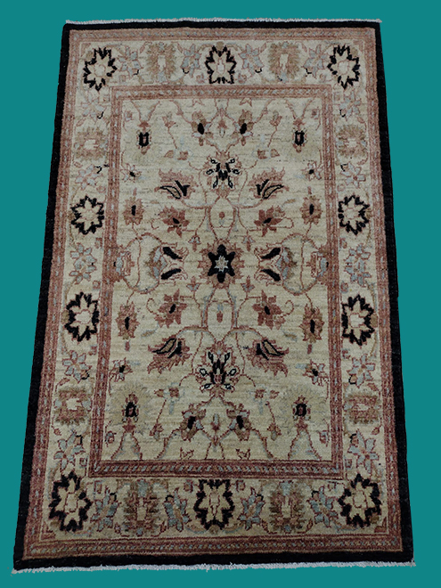 3' 1" X 3' 11" Peshawar Pakistan Hand Knotted Woollen Rug – 3'1" × 3'11"