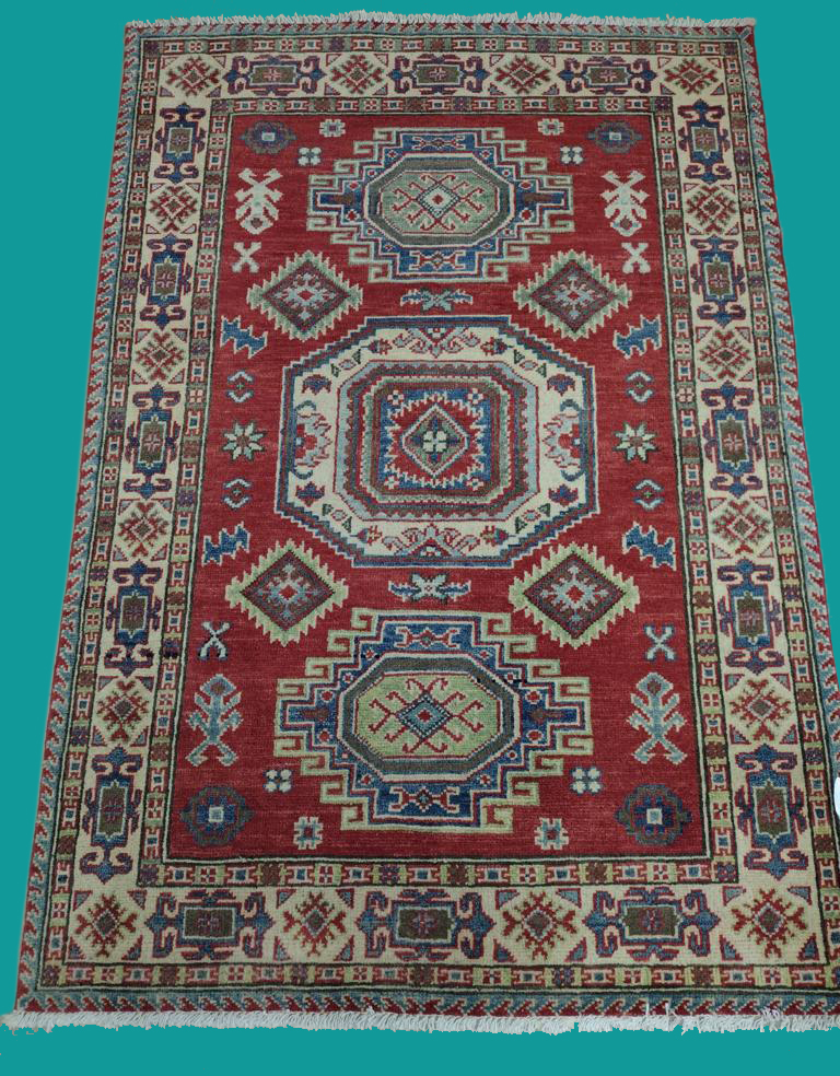 3' 4" X 4' 10" Pak-Kazak Hand Knotted Rug – 3'4" × 4'10"