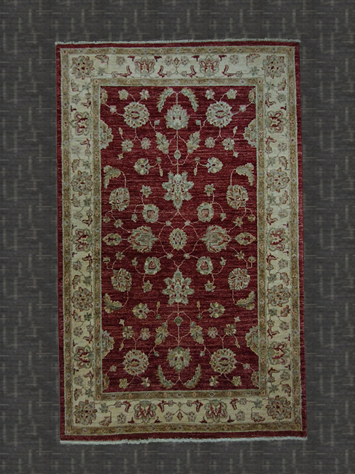 3'1"x6'4" Pakistani handmade Maroon Floral Rug – 3'1" × 6'4"