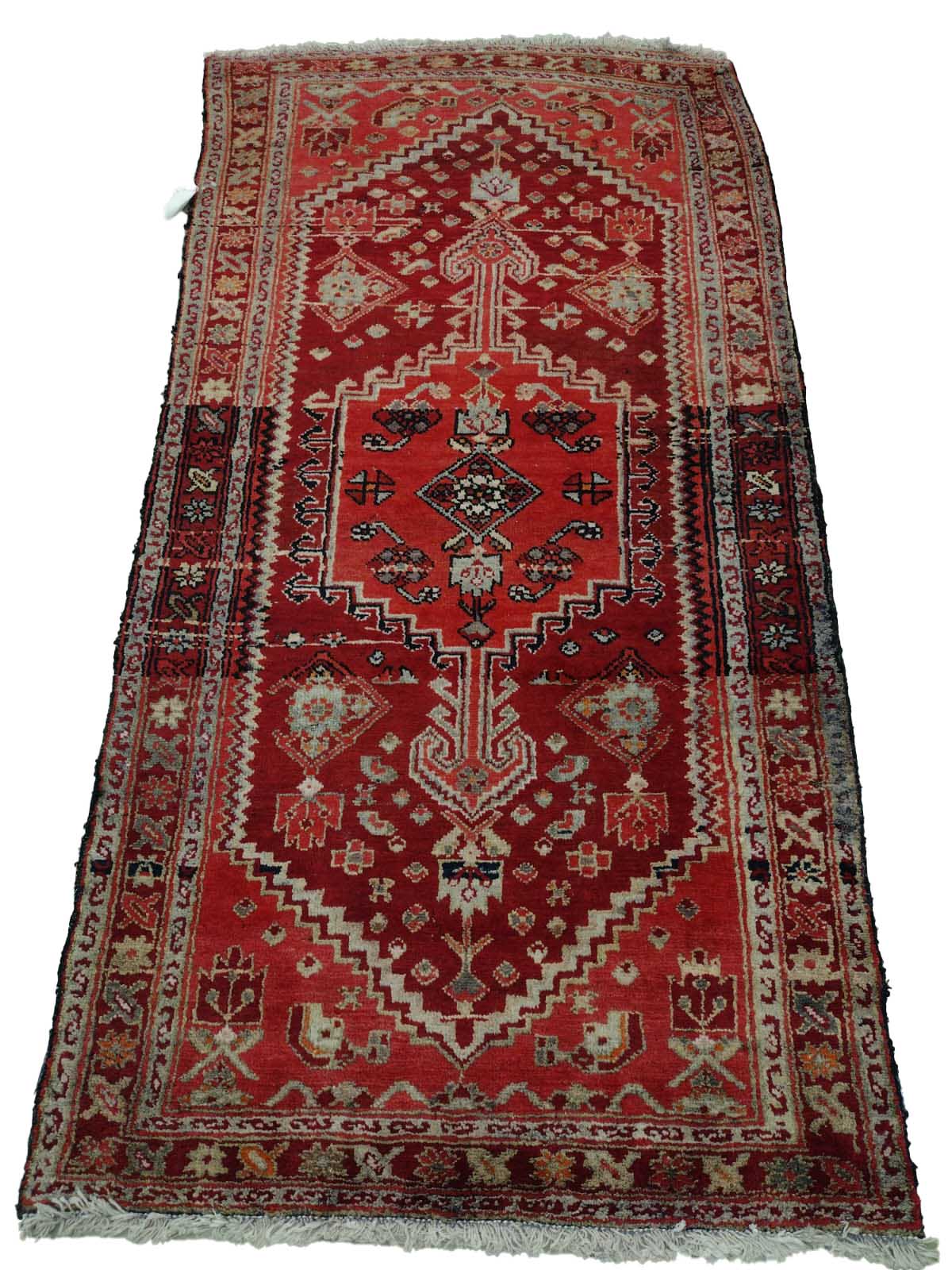 3'3"X6'3" Malayer Persian Handmade Red And Black Geometric Rug – 3'3" × 6'3"