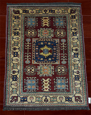 3'5" X 4' 6" Handmade Pakistani Kazak Rug – 3'5" × 4'6"
