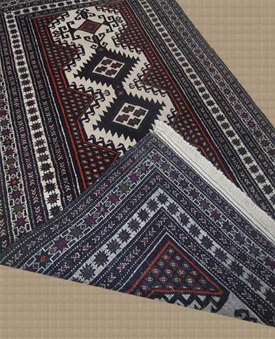 3'5" X 6'0" Persian Turkman Hand Woven Black And White Rug – 3'5" × 6'