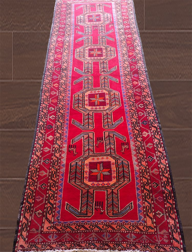 3'8" X 10'6" Hamadan Persian Hand Woven Runner Rug – 3'8" × 10'6"