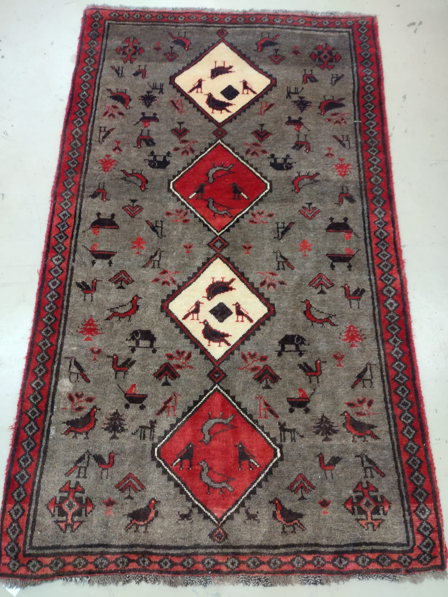3'8"X6'1" Hamadan Persian Hand Knotted Small Area Rug – 3'8" × 6'1"