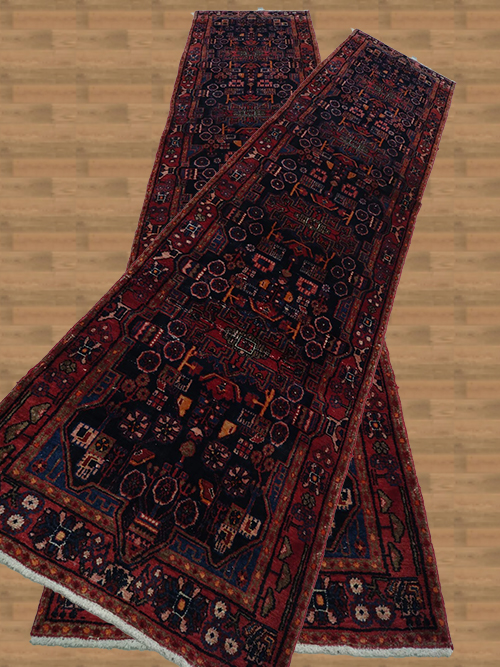 3'X16' Persian Red,Blue And Black Runner Rug – 3' × 16'