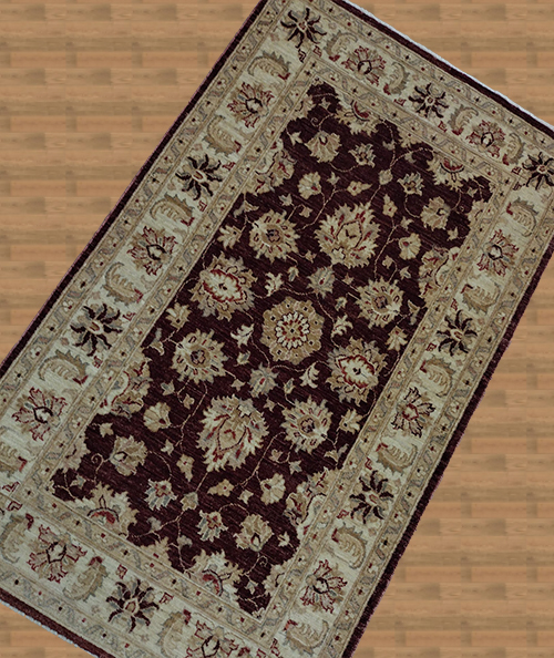 3'X5' Peshawar Pakistan Hand Knotted Gold And Maroon Rug – 3' × 5'