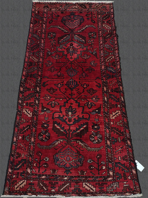 3'X6' Persian Hamadan Red and Black Area Vintage Rug – 3' × 6'