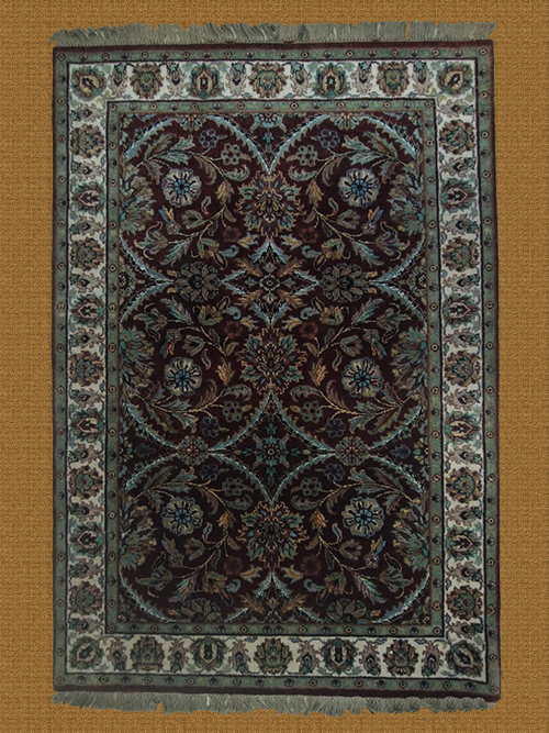 4'0"x5'11" India Hand Knotted Woolen symmetrical Rug – 4' × 5'11"