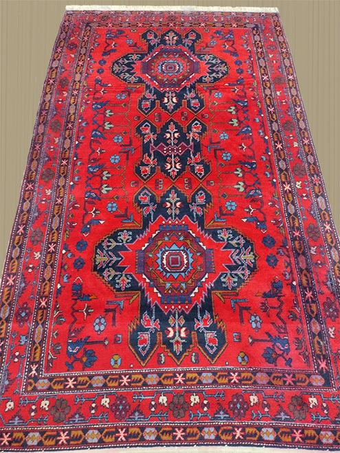 4'11"X8'3" Geometric Persian Hand Woven Woolen Carpet – 4'11" × 8'3"