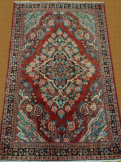 4'3" X 6'6" Persian Red And Blue Floral Rug – 4'3" × 6'6"