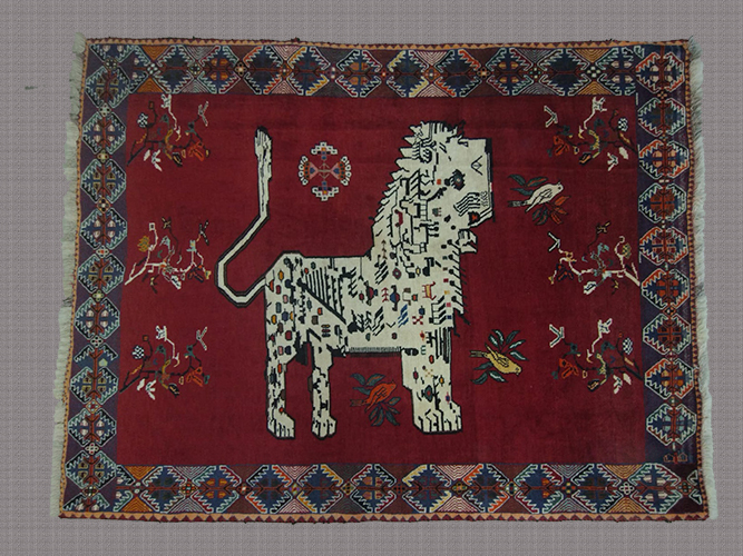 4'6"X5'11 Persian Handmade Red Area Animal Rug – 4'6" × 5'11"