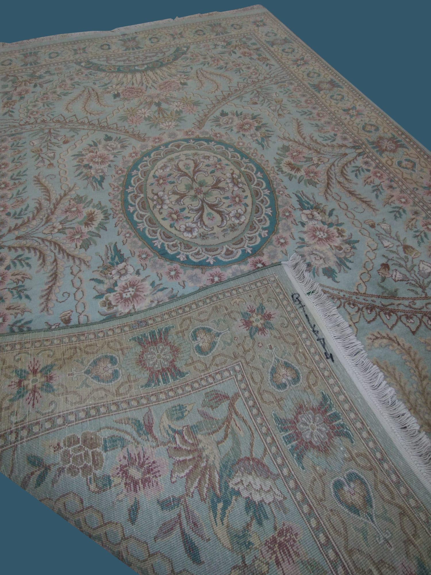 4'6"X7'3" Pakistan Savannary Handmade Gold Crystal And Pink Floral Rug – 4'6" × 7'3"