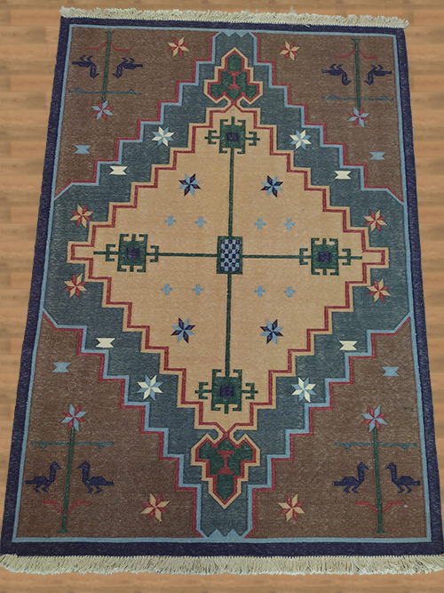 4'X6' Indian Durrie Handmade Rug – 4' × 6'