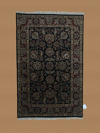 4'x6'3" Indian Handmade Red And Black Area Rug – 4' × 6'3"