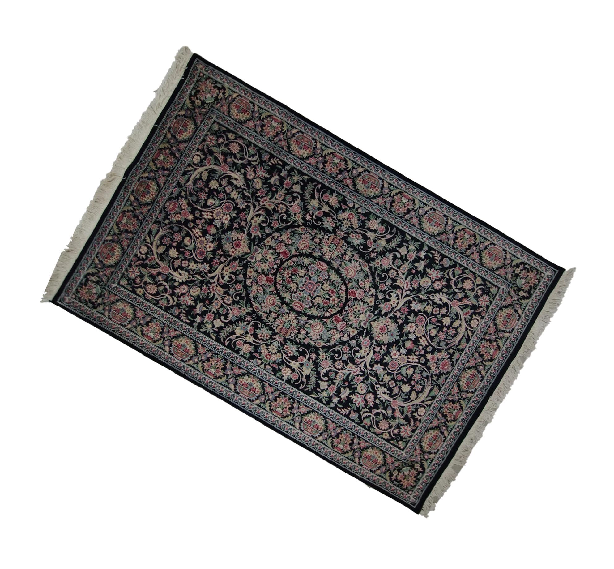 5'2"X7'2" Pakistan Handmade Black And Pink Area Rug – 5'2" × 7'2"