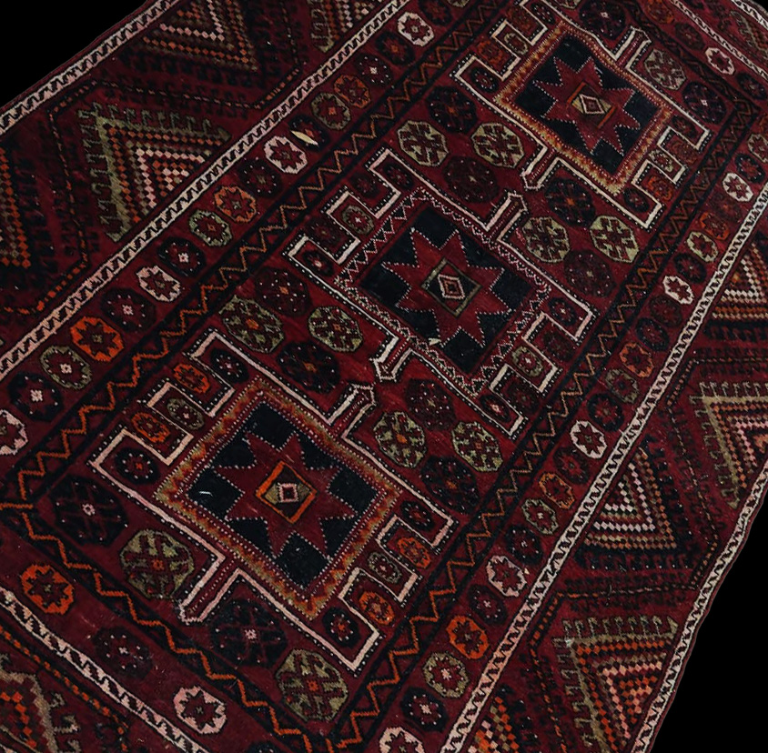 5'2"X8'11" Persian Hand Woven Geometric Old Rug – 5'2" × 8'11"