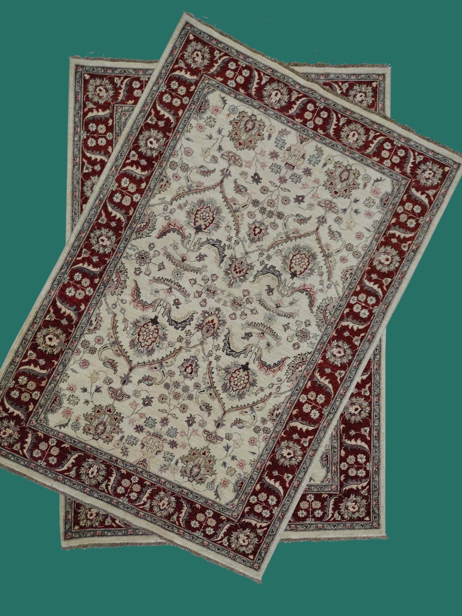 5'8"X8'7" Pakistan Hand Woven Dark Sienna /Olive Gray Area Rug – 5'8" × 8'7"