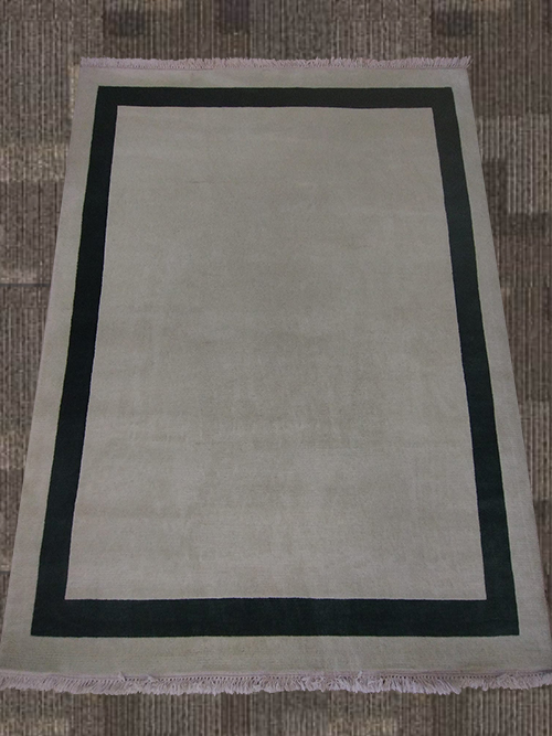 5'X7' Indo-Nepal Modern White Rectangular Rug=FRG5214 – 5' × 7'