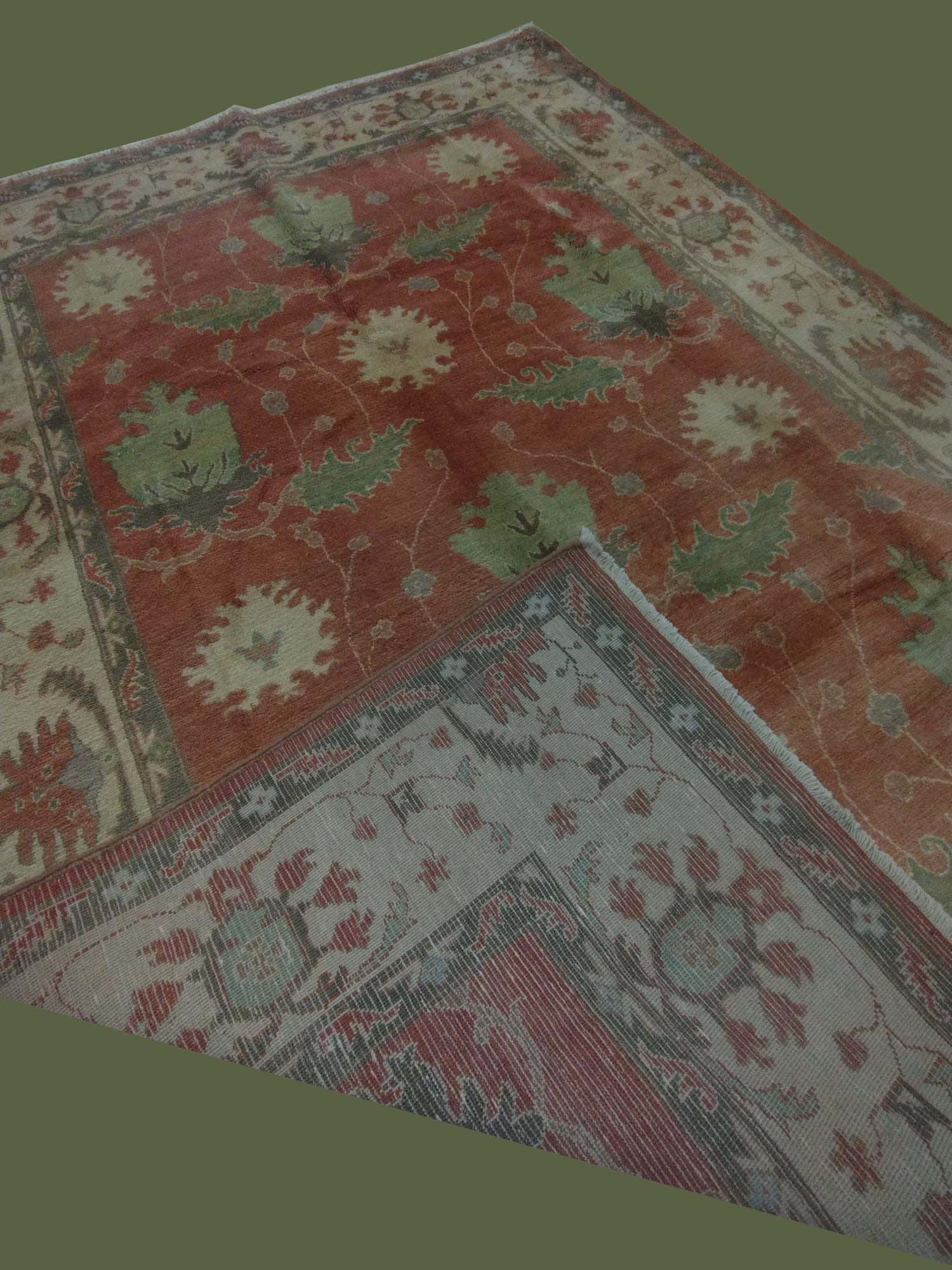 6'11"X9'9" Persian Hand Knotted Crimson Floral Area Rug – 6'11" × 9'9"