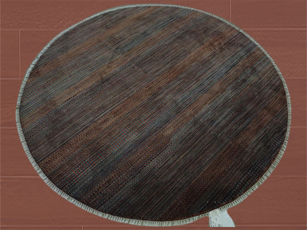 6'2"X6'2" Handmade Indo-Savannah Round Rug-209_21 – 6'2" × 6'2"