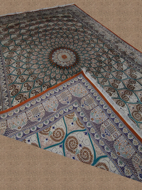 6'5" X 9'9" Persian Qum Silk Handmade medallion Rug – 6'5" × 9'9"