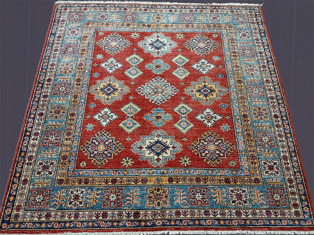 6'6" X 6'00"Super Kazak Pakistan Handmade Rug – 6'6" × 6'