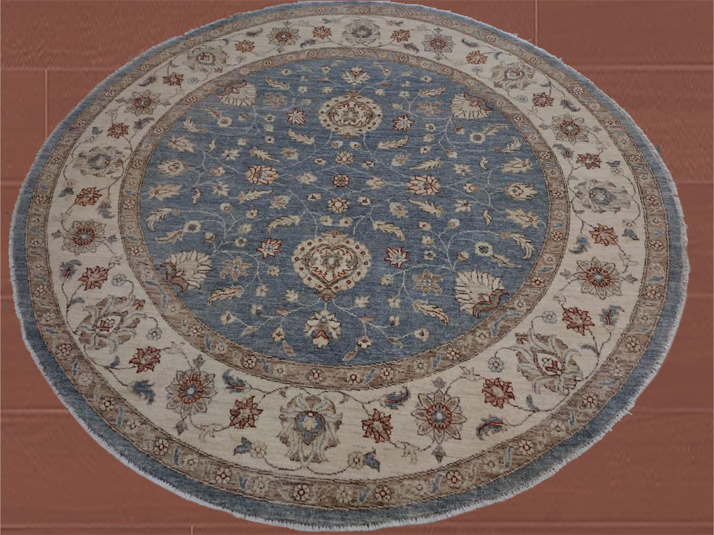 6'6"X6'6" Pakistani Woollen Handmade Round Carpet – 6'6" × 6'6"