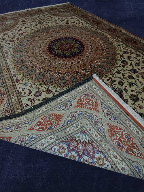 6'6"x9'9" Fine Persian Qum Medallion Silk Area Rug – 6'6" × 9'9"