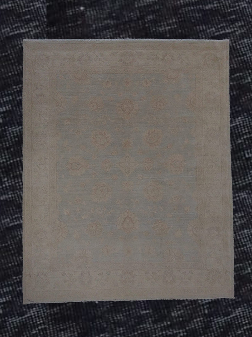 6'X8' Pakistan Oushak Handmade Light Blue And Beige Oriental Rug – 6' × 8'