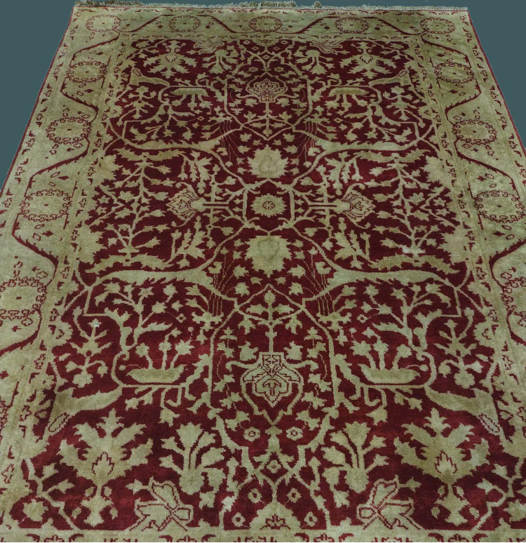 6'X8'8" India Mahal Handmade Red and Gold Area Rug – 6' × 8'8"