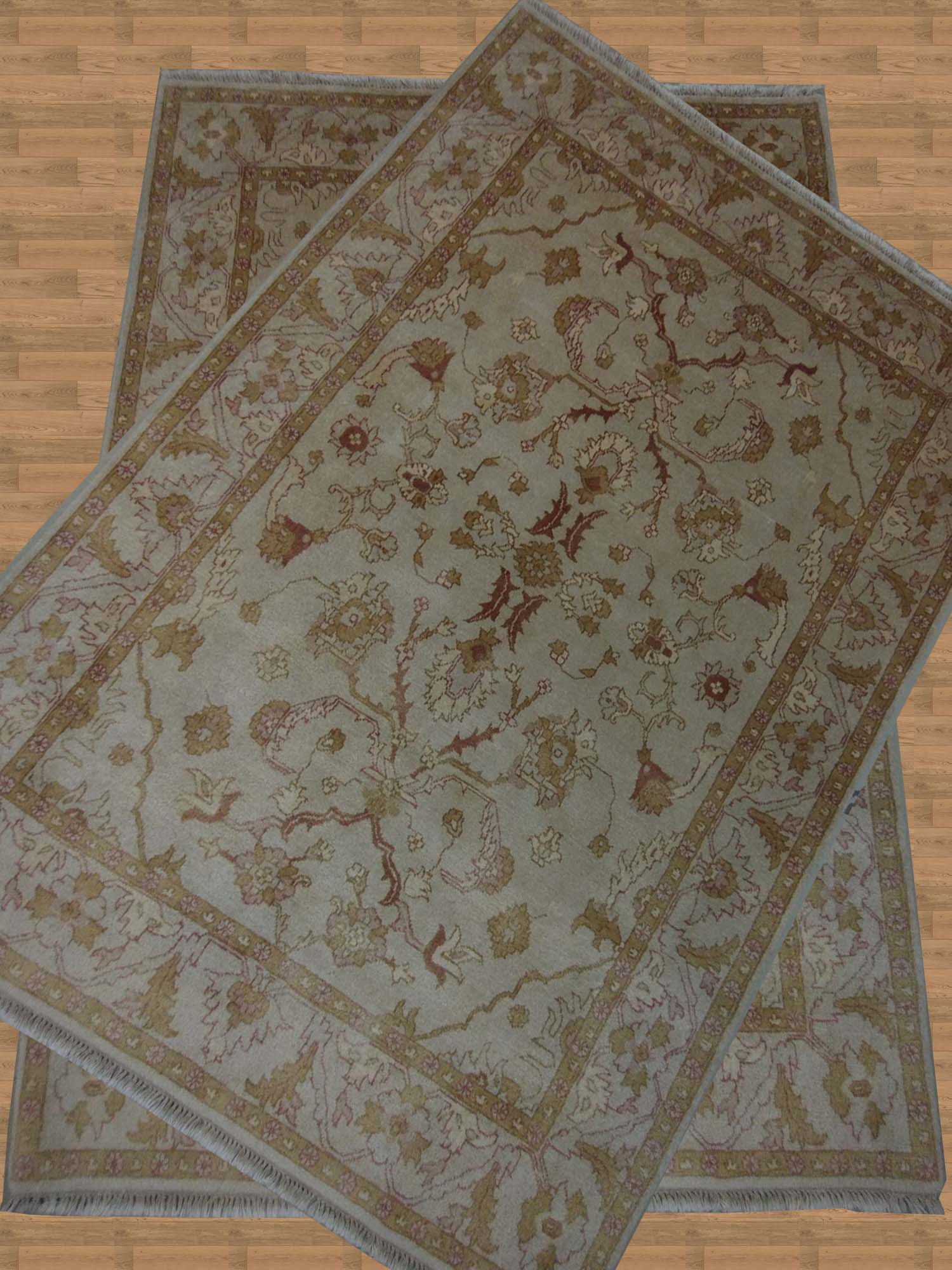 6'X9' Indian Agra Handmade Gold And Beige Rug – 6' × 9'