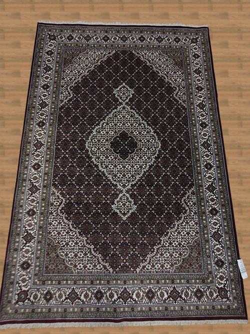 6'X9' Indo-Fine Bigar Handmade White And Maroon Area Rug-201_21- – 6' × 9'