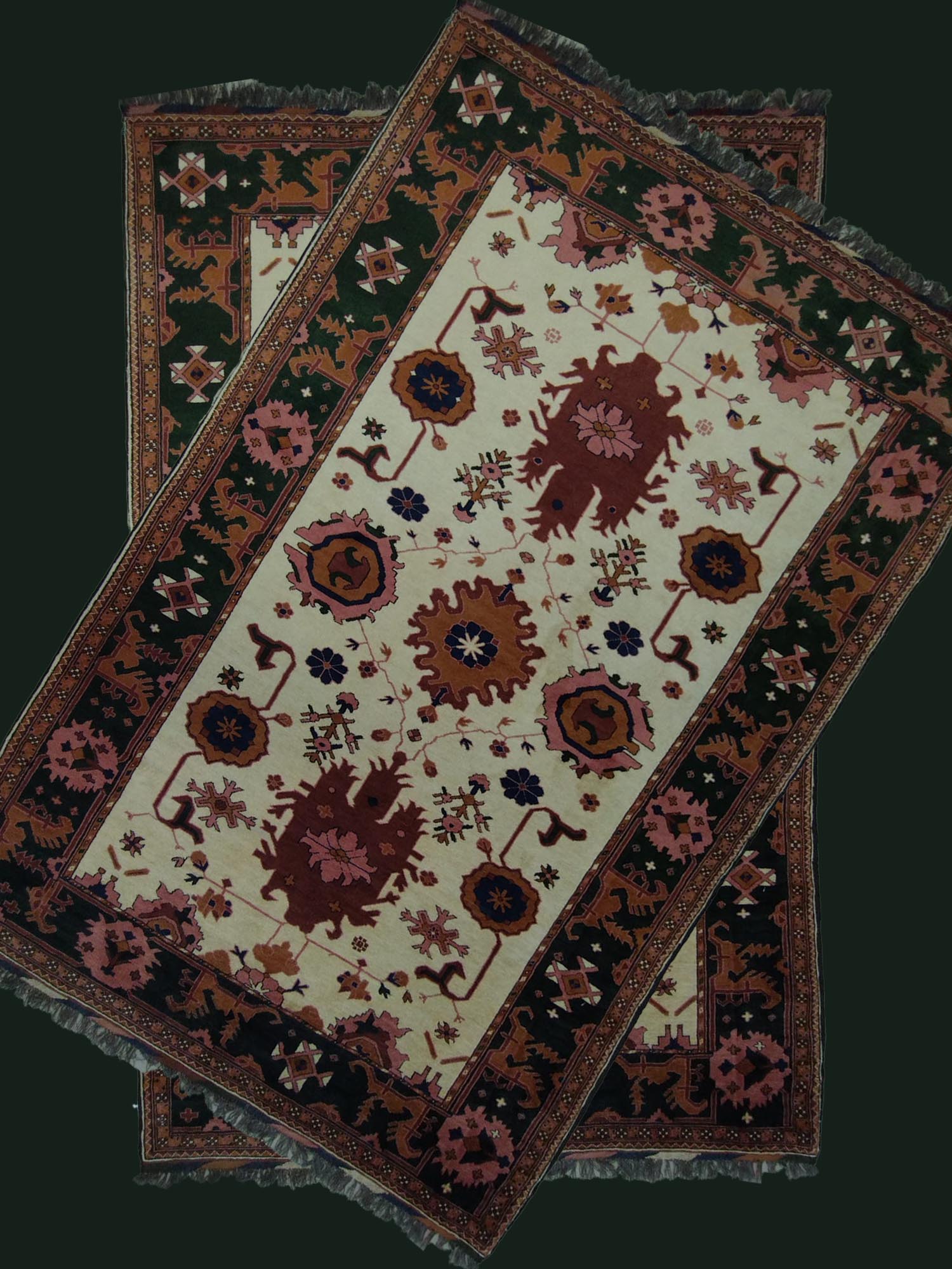 6'X9' Pakistan Handmade Green And Brown Oriental Rug – 6' × 9'