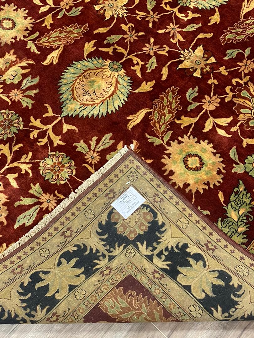 7'11"X9'8" India Sarouk Rustic Red/Gold Floral Area Rug – 7'11" × 9'8"