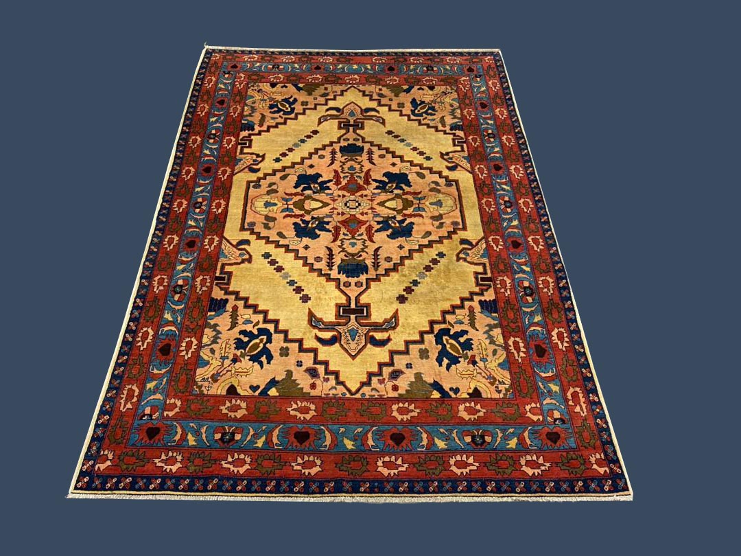 7'9"x10'11" Pakistan Handmade Falu Red/Gold Geometric Area Rug – 7'9" × 10'11"