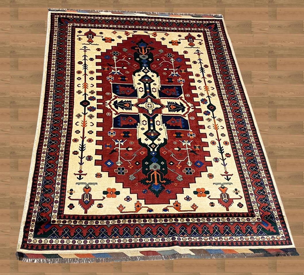 7X11 Pakistan Tribal Hand-Woven Geometric Vintage Area Rug – 7' × 11'
