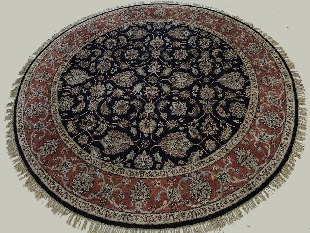 8'1"X8'1" Indian Handmade Round Area Rug – 8'1" × 8'1"