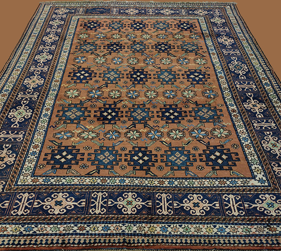 8'1"X9'4"Pakistani Uzbek Geometric Blue And Brown Area Rug – 8'1" × 9'4"